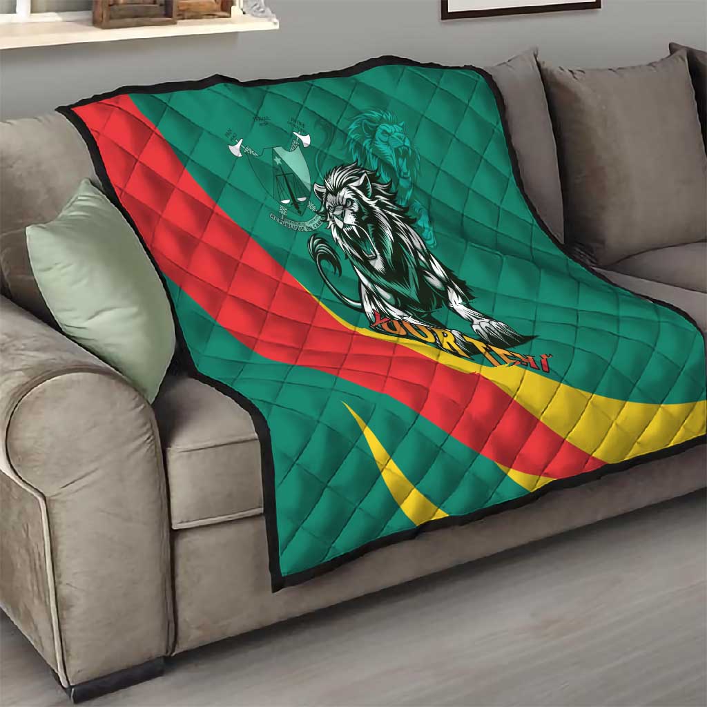 Personalised Happy Cameroon National Day Quilt Lion With Coat Of Arms - Curve Style LT15