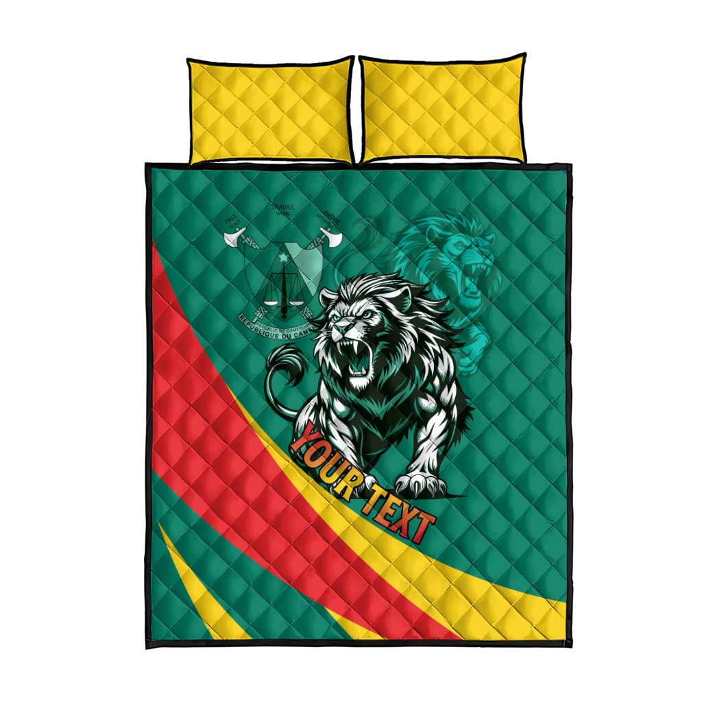 Personalised Happy Cameroon National Day Quilt Bed Set Lion With Coat Of Arms - Curve Style LT15