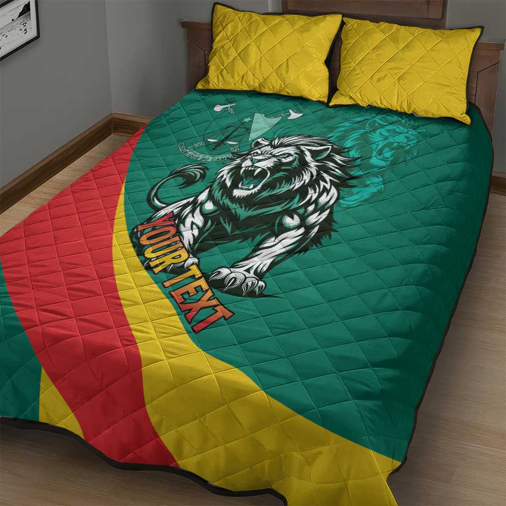 Personalised Happy Cameroon National Day Quilt Bed Set Lion With Coat Of Arms - Curve Style LT15