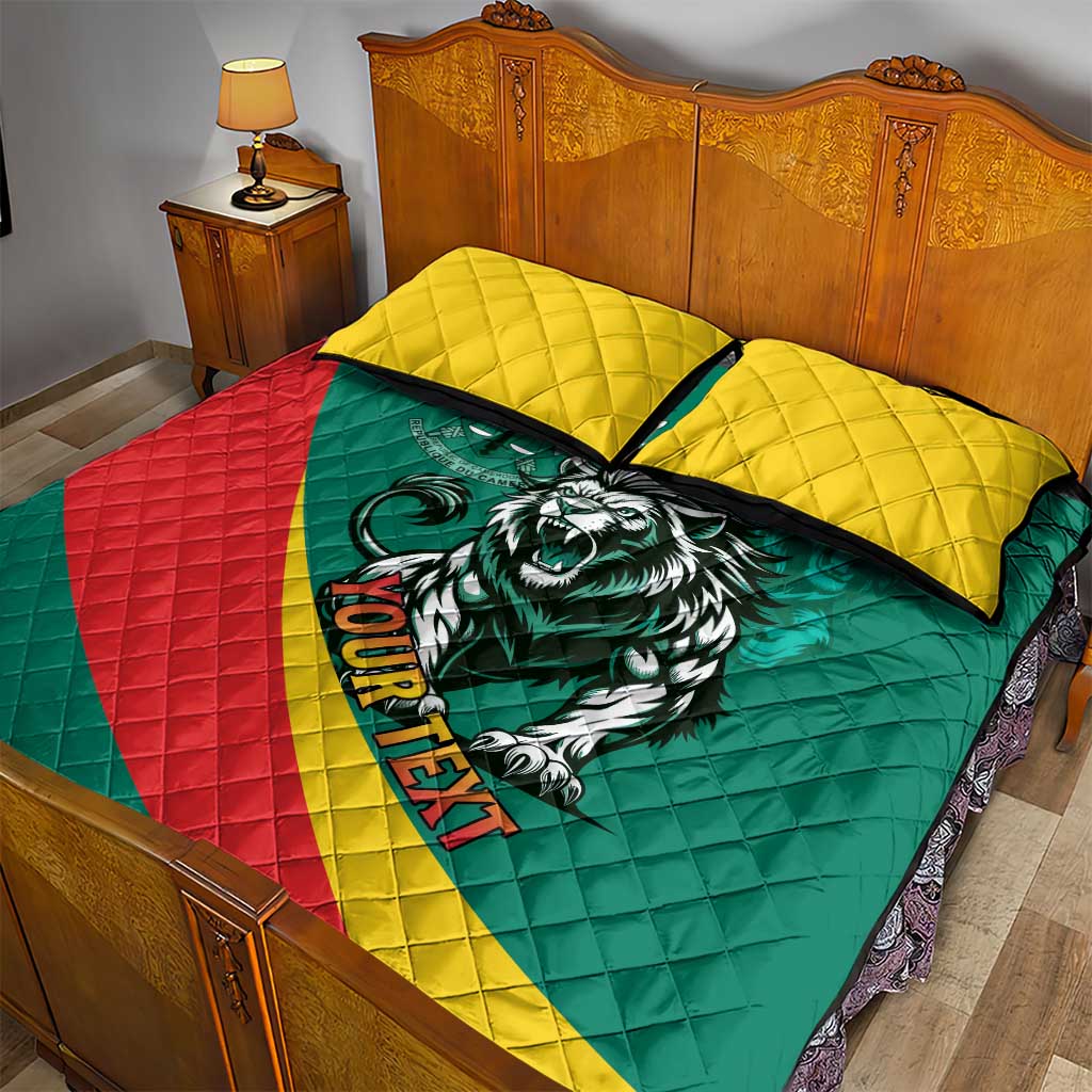 Personalised Happy Cameroon National Day Quilt Bed Set Lion With Coat Of Arms - Curve Style LT15
