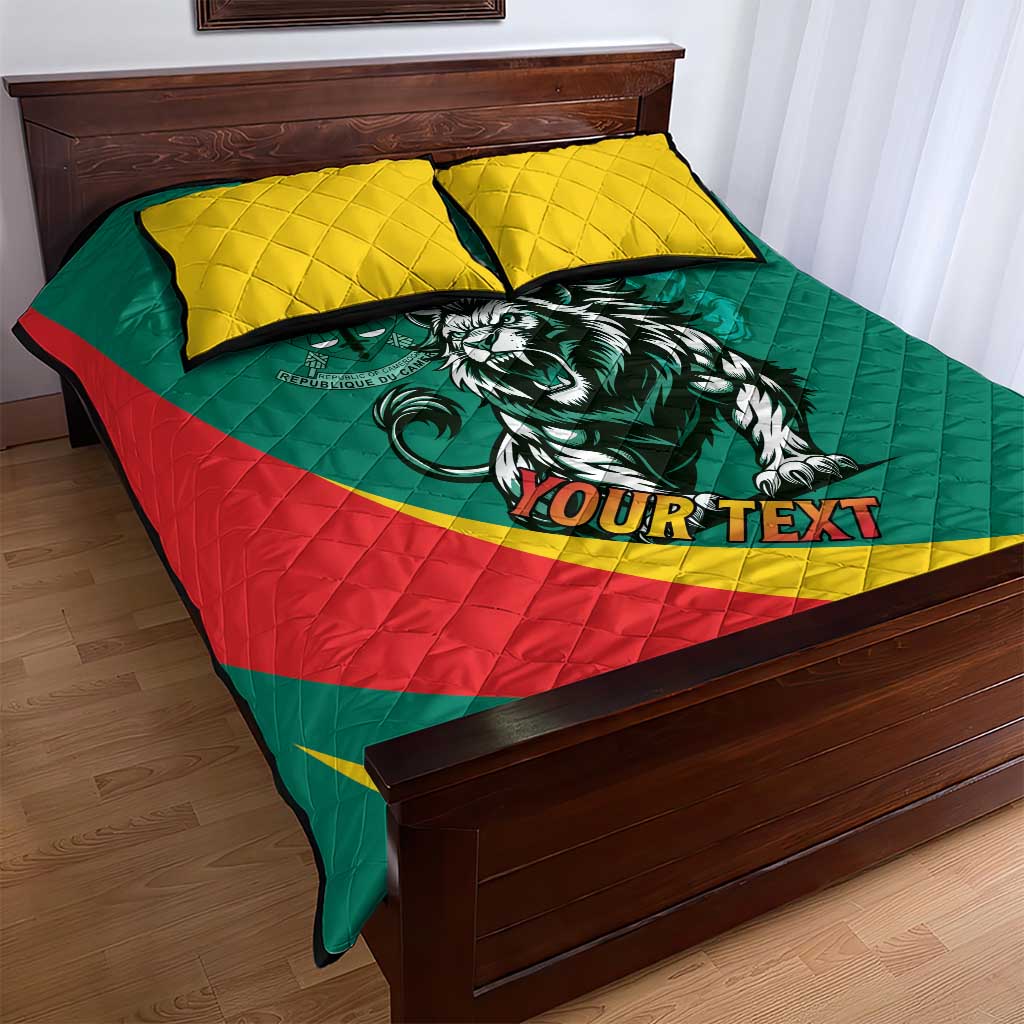 Personalised Happy Cameroon National Day Quilt Bed Set Lion With Coat Of Arms - Curve Style LT15