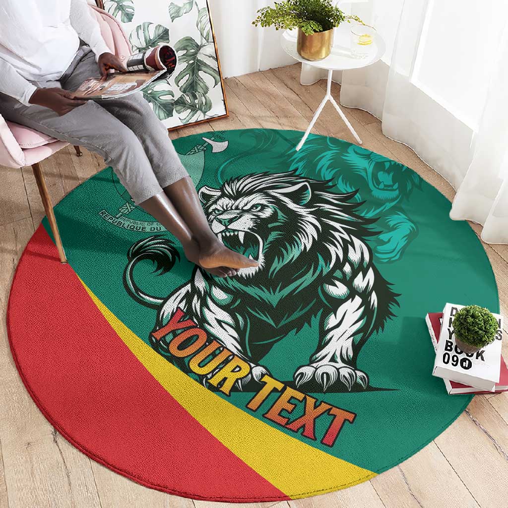 Personalised Happy Cameroon National Day Round Carpet Lion With Coat Of Arms - Curve Style LT15