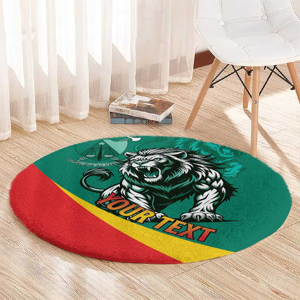 Personalised Happy Cameroon National Day Round Carpet Lion With Coat Of Arms - Curve Style LT15