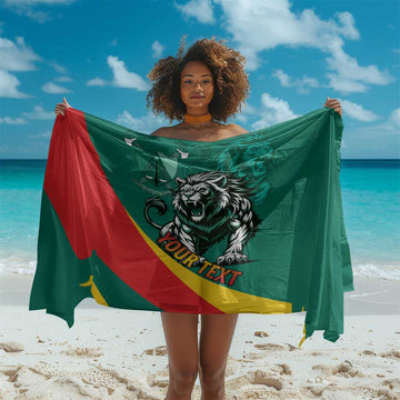 Personalised Happy Cameroon National Day Sarong Lion With Coat Of Arms - Curve Style LT15