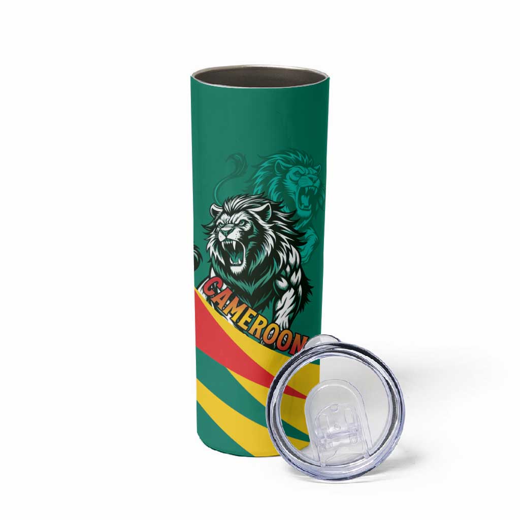 Personalised Happy Cameroon National Day Skinny Tumbler Lion With Coat Of Arms - Curve Style LT15