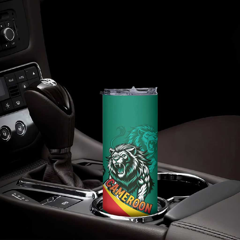 Personalised Happy Cameroon National Day Skinny Tumbler Lion With Coat Of Arms - Curve Style LT15