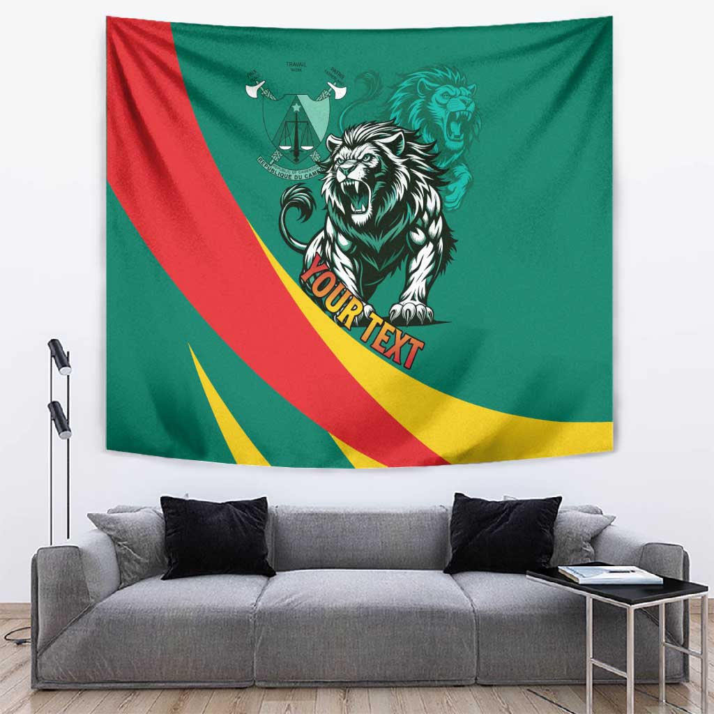 Personalised Happy Cameroon National Day Tapestry Lion With Coat Of Arms - Curve Style LT15