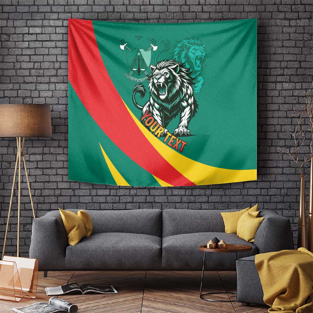 Personalised Happy Cameroon National Day Tapestry Lion With Coat Of Arms - Curve Style LT15