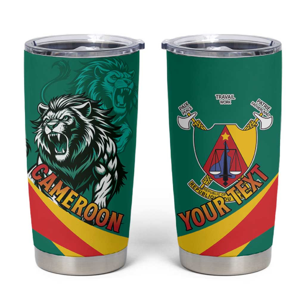 Personalised Happy Cameroon National Day Tumbler Cup Lion With Coat Of Arms - Curve Style LT15