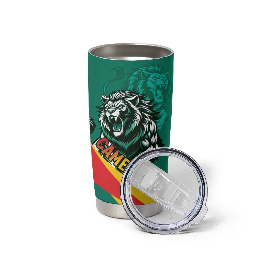 Personalised Happy Cameroon National Day Tumbler Cup Lion With Coat Of Arms - Curve Style LT15