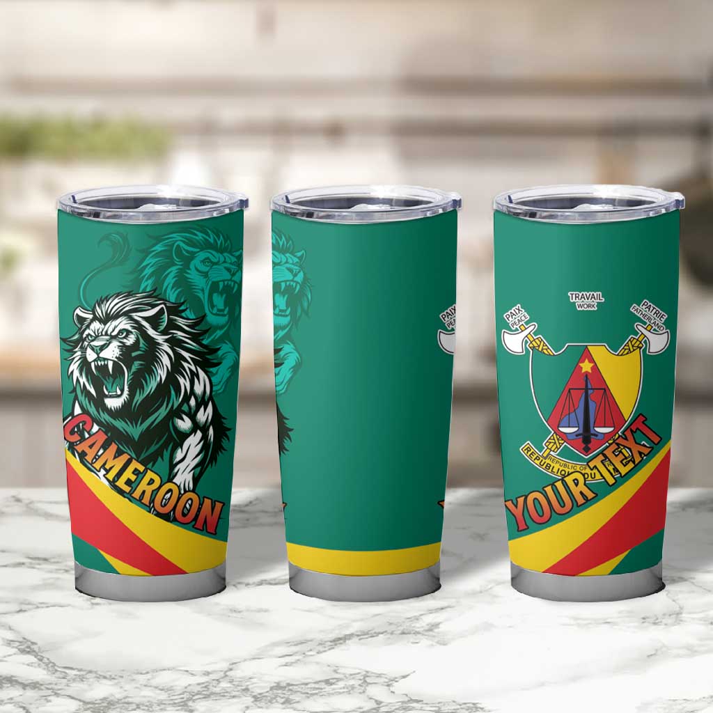 Personalised Happy Cameroon National Day Tumbler Cup Lion With Coat Of Arms - Curve Style LT15