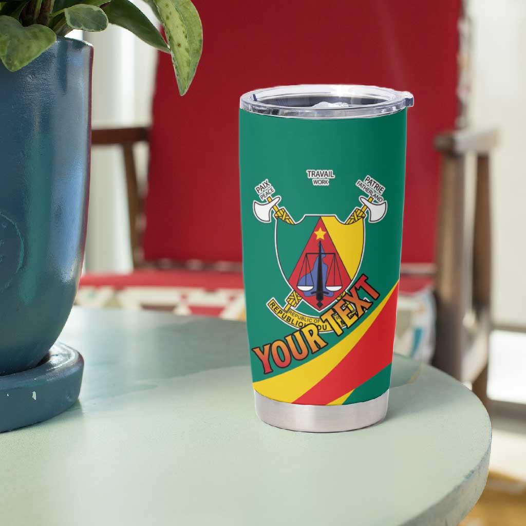 Personalised Happy Cameroon National Day Tumbler Cup Lion With Coat Of Arms - Curve Style LT15