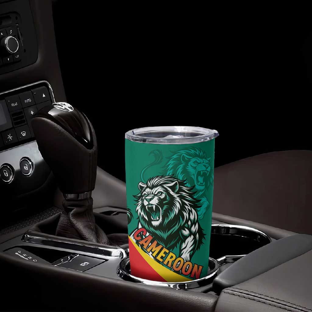 Personalised Happy Cameroon National Day Tumbler Cup Lion With Coat Of Arms - Curve Style LT15