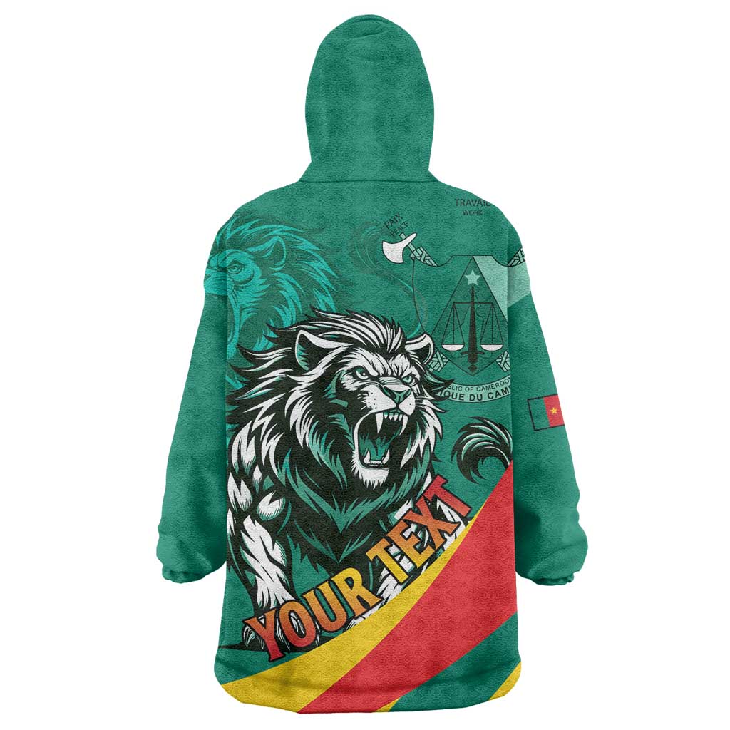 Personalised Happy Cameroon National Day Wearable Blanket Hoodie Lion With Coat Of Arms - Curve Style LT15