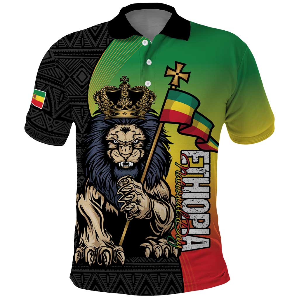 Personalized Ethiopia National Day Polo Shirt Lion Of Judah African Pattern LT15