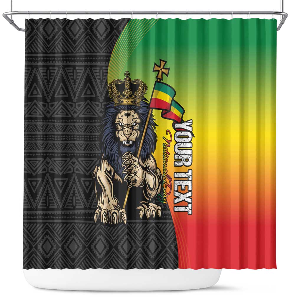 Personalized Ethiopia National Day Shower Curtain Lion Of Judah African Pattern LT15