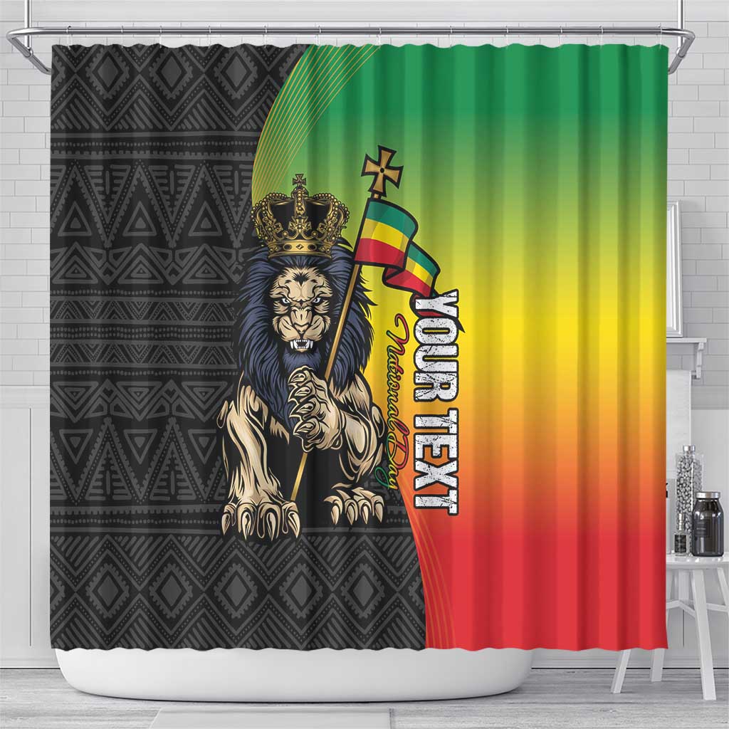 Personalized Ethiopia National Day Shower Curtain Lion Of Judah African Pattern LT15