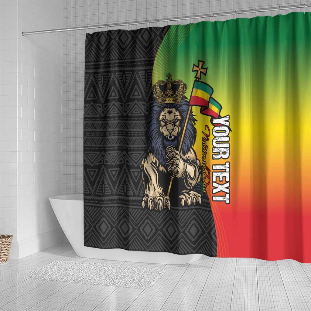 Personalized Ethiopia National Day Shower Curtain Lion Of Judah African Pattern LT15