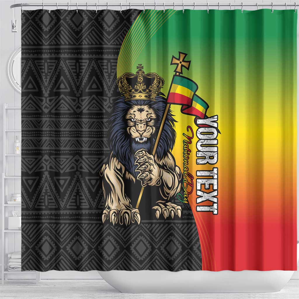 Personalized Ethiopia National Day Shower Curtain Lion Of Judah African Pattern LT15