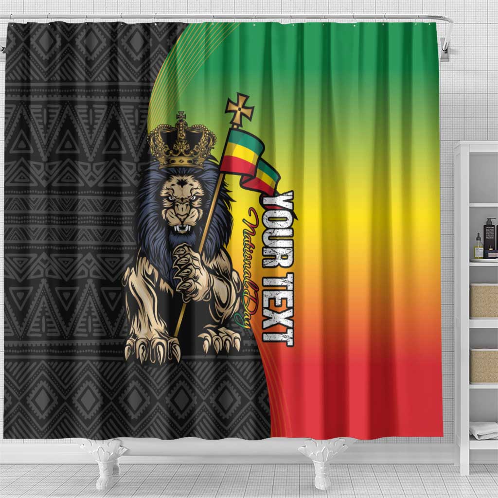 Personalized Ethiopia National Day Shower Curtain Lion Of Judah African Pattern LT15