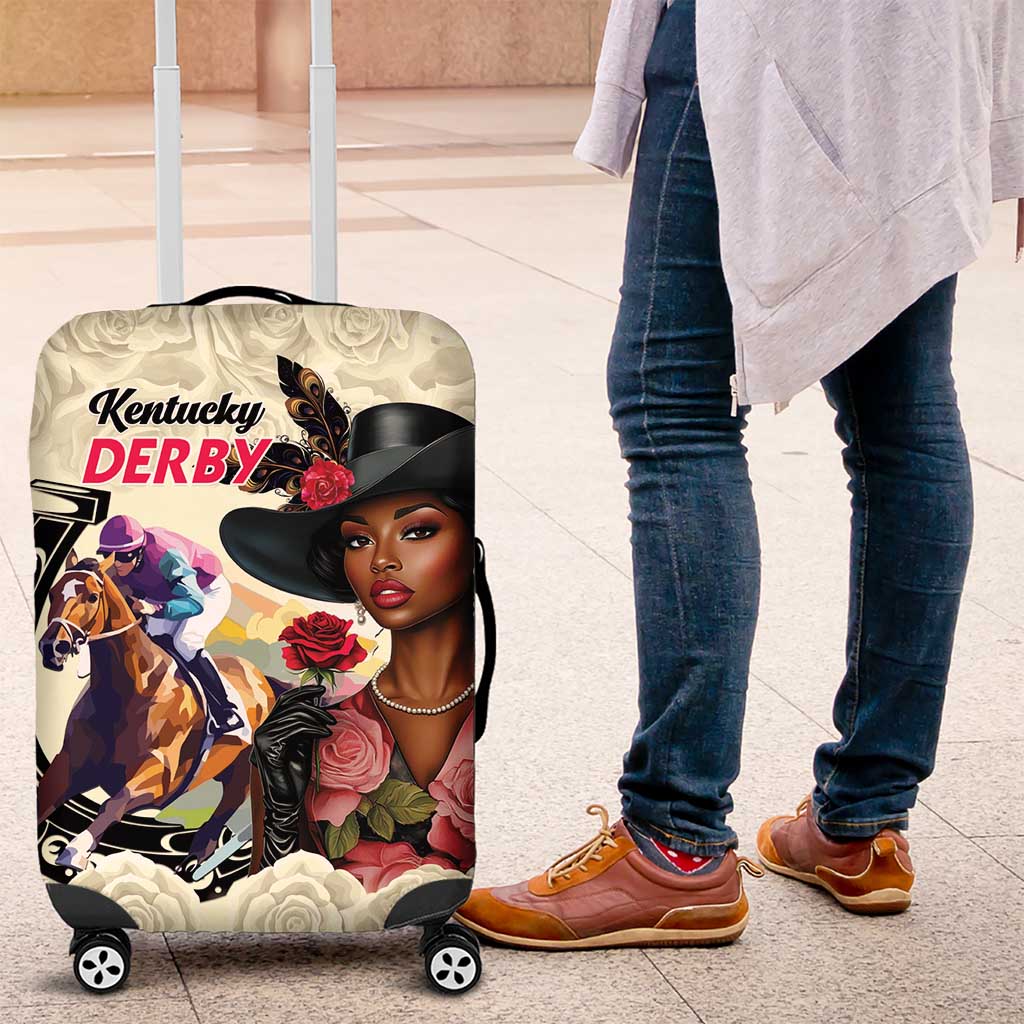 Kentucky Horse Racing Luggage Cover Black Derby Lady Cream Roses LT15