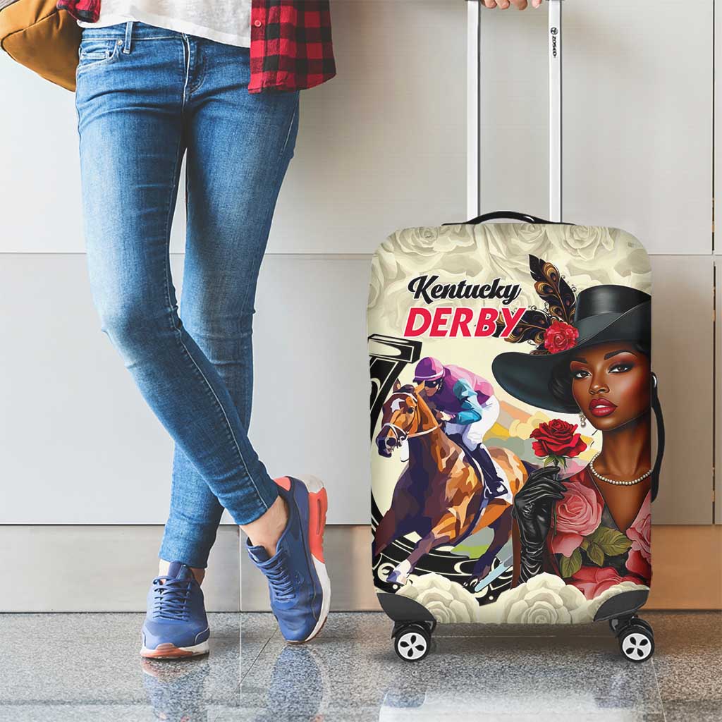 Kentucky Horse Racing Luggage Cover Black Derby Lady Cream Roses LT15