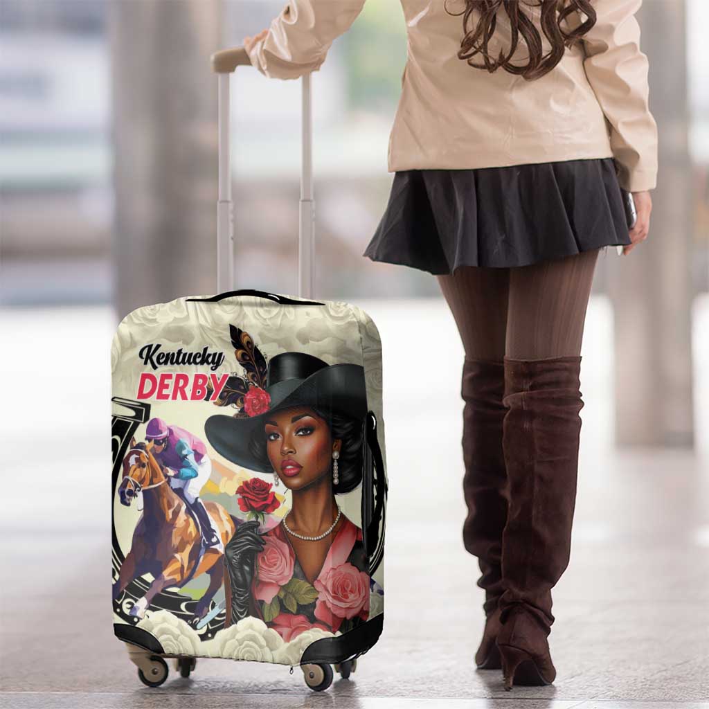 Kentucky Horse Racing Luggage Cover Black Derby Lady Cream Roses LT15