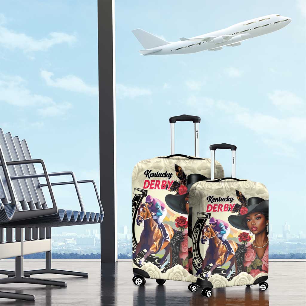 Kentucky Horse Racing Luggage Cover Black Derby Lady Cream Roses LT15