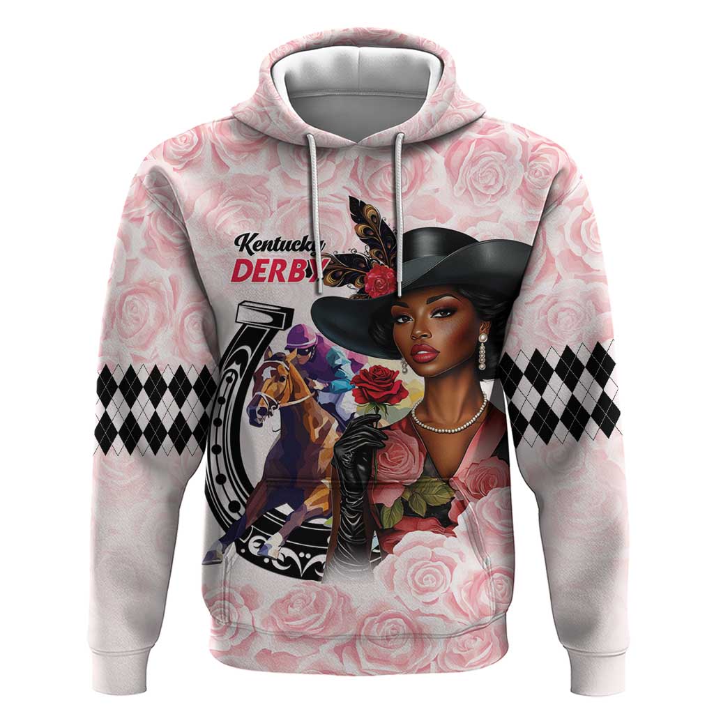 Kentucky Horse Racing Hoodie Black Derby Lady Pink Roses LT15