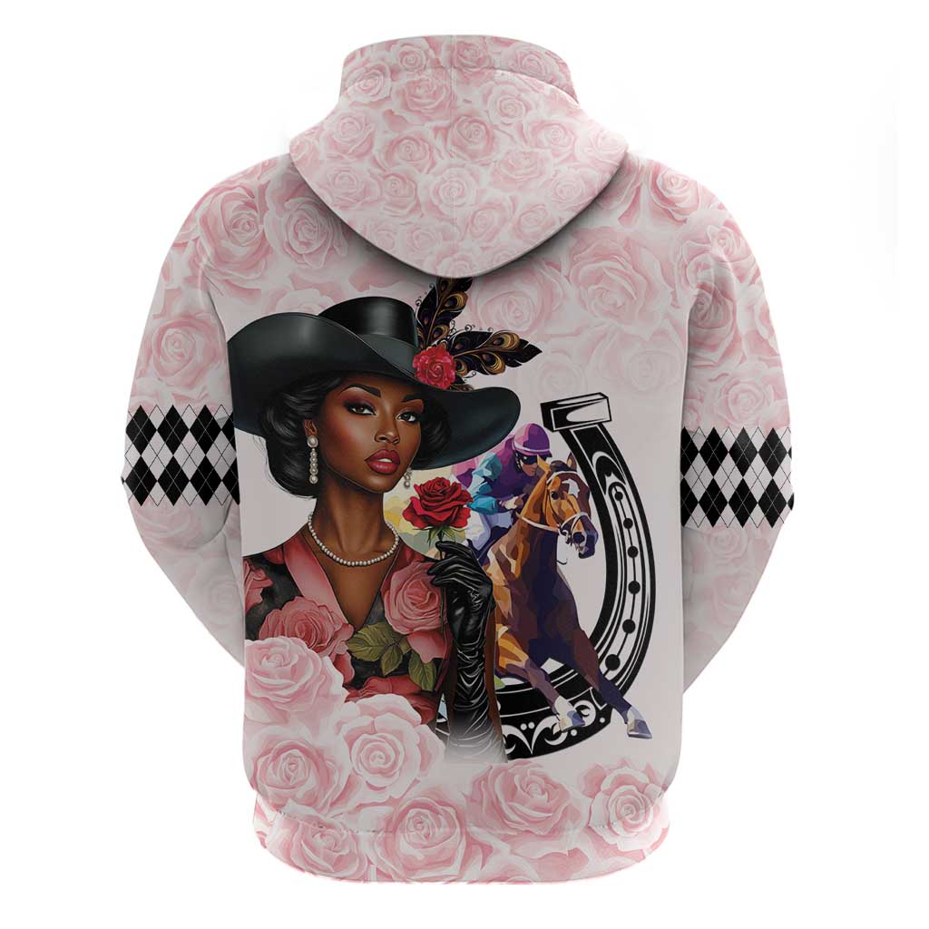 Kentucky Horse Racing Hoodie Black Derby Lady Pink Roses LT15