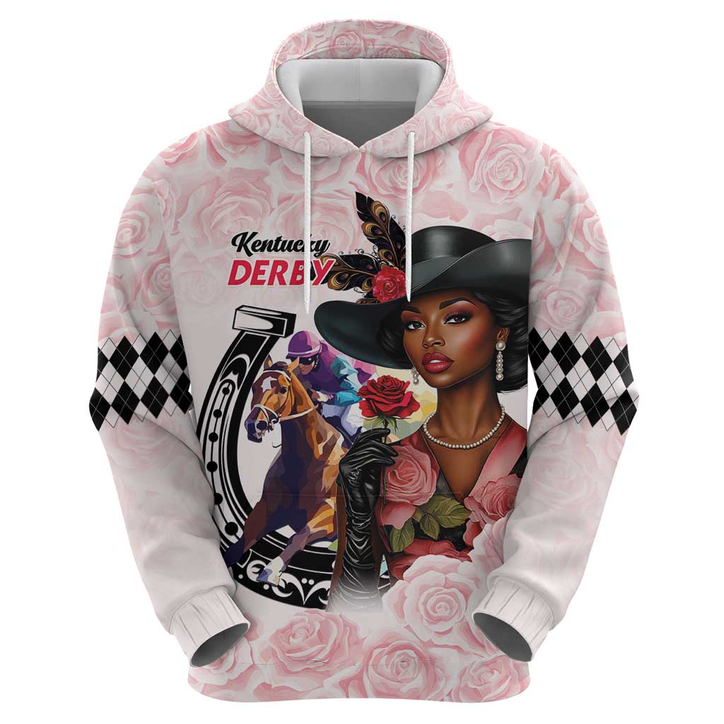 Kentucky Horse Racing Hoodie Black Derby Lady Pink Roses LT15