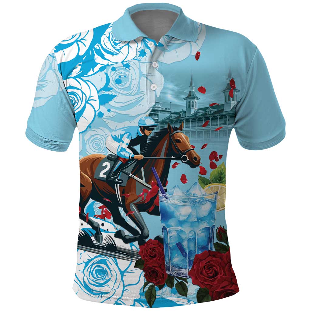 Kentucky Horse Racing Polo Shirt Churchill Downs Derby Blueberry Mint Julep Cocktail LT15