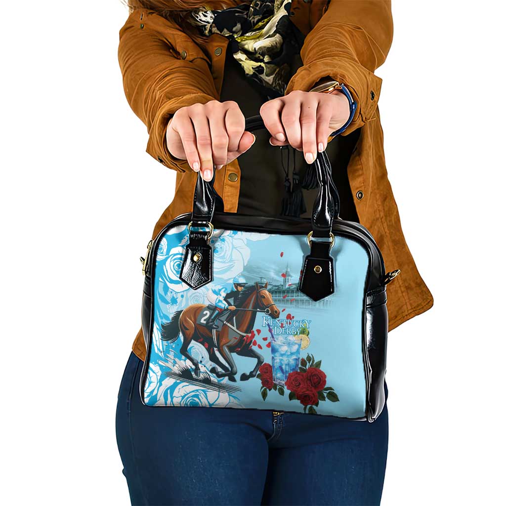 Kentucky Horse Racing Shoulder Handbag Churchill Downs Derby Blueberry Mint Julep Cocktail LT15