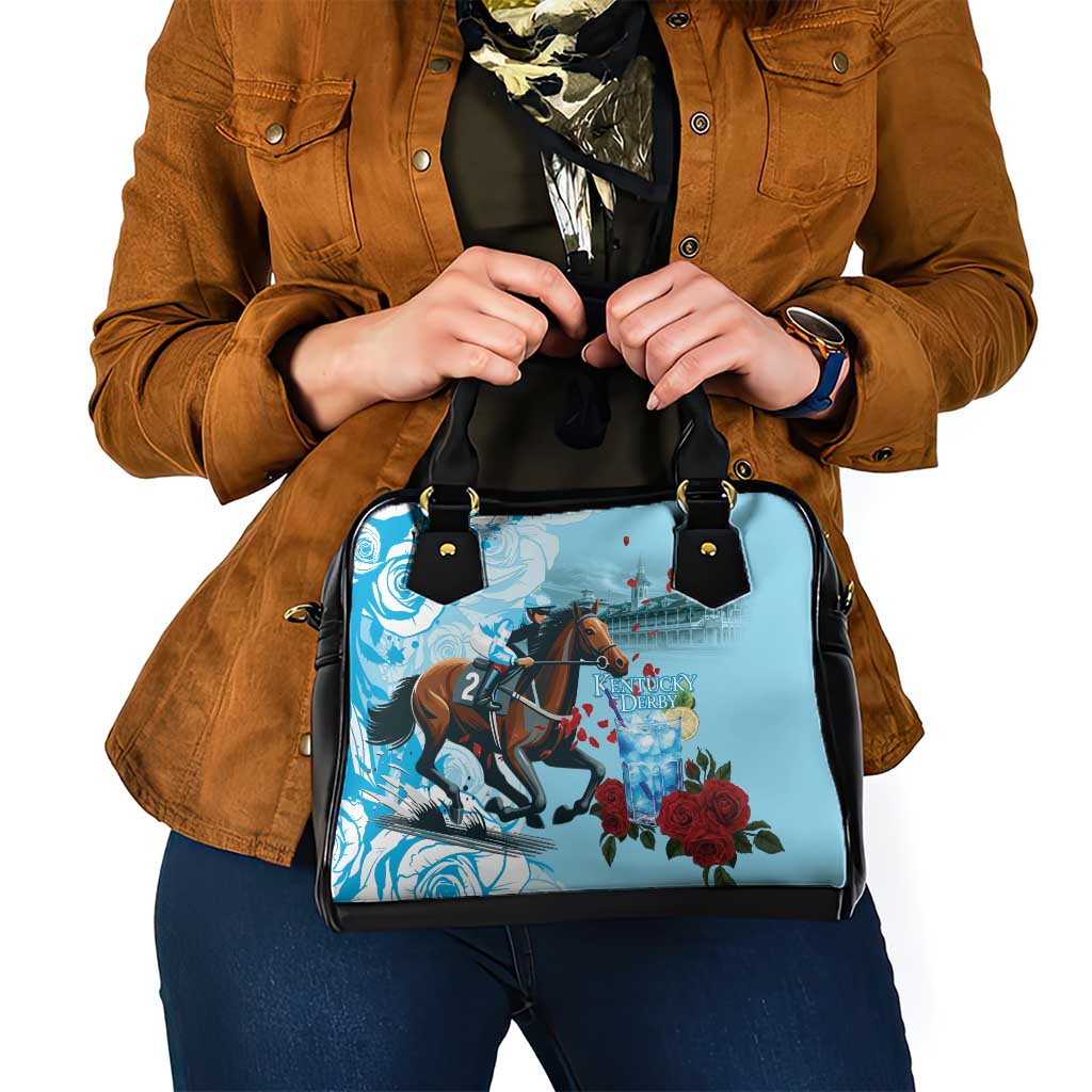 Kentucky Horse Racing Shoulder Handbag Churchill Downs Derby Blueberry Mint Julep Cocktail LT15