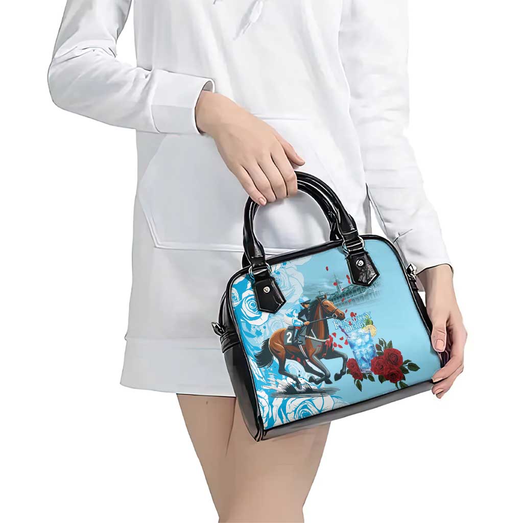 Kentucky Horse Racing Shoulder Handbag Churchill Downs Derby Blueberry Mint Julep Cocktail LT15