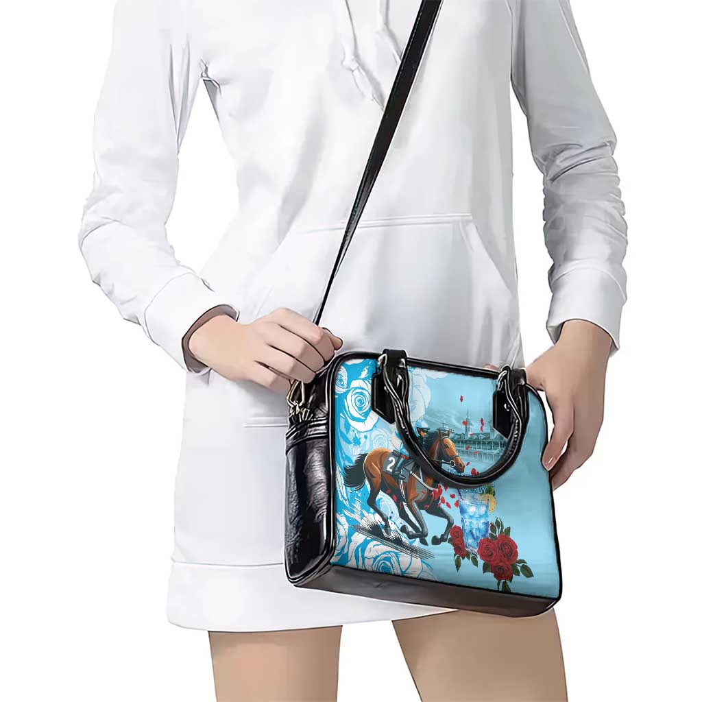 Kentucky Horse Racing Shoulder Handbag Churchill Downs Derby Blueberry Mint Julep Cocktail LT15