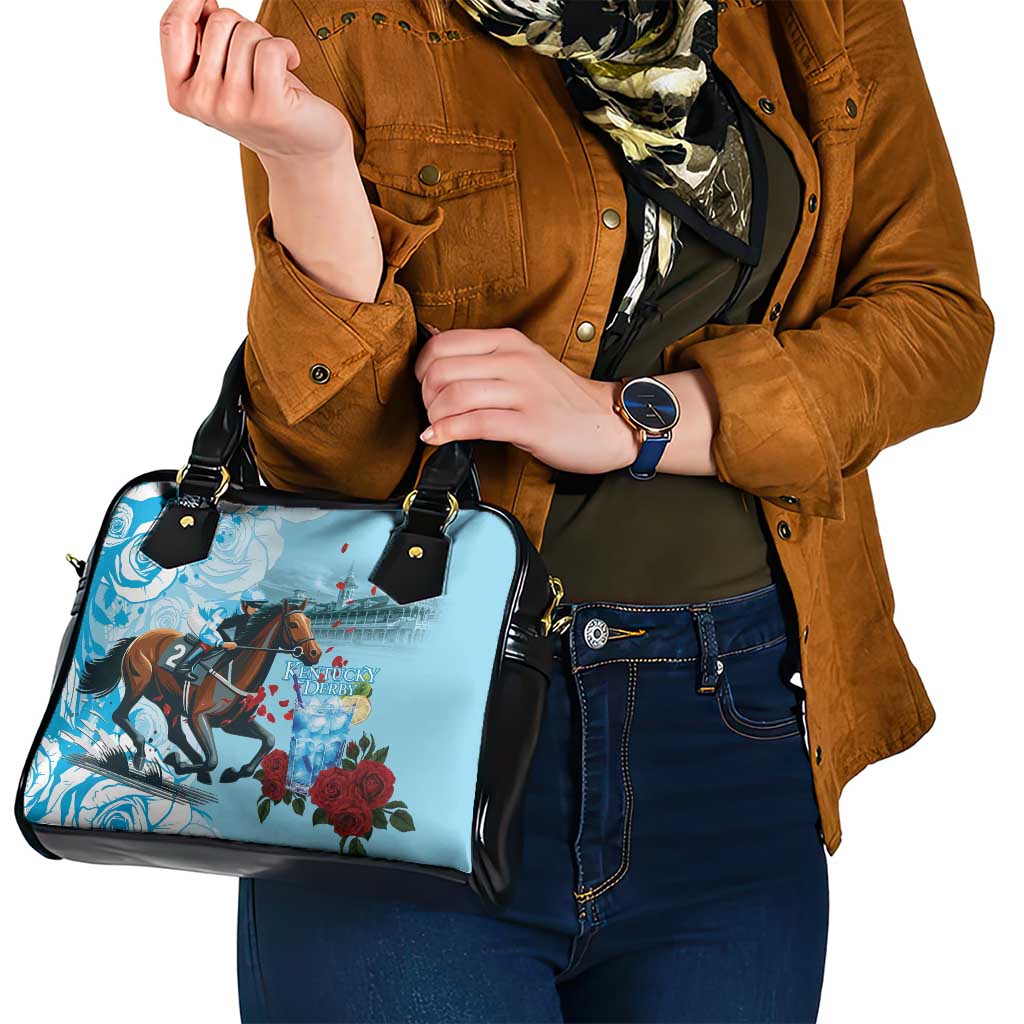 Kentucky Horse Racing Shoulder Handbag Churchill Downs Derby Blueberry Mint Julep Cocktail LT15