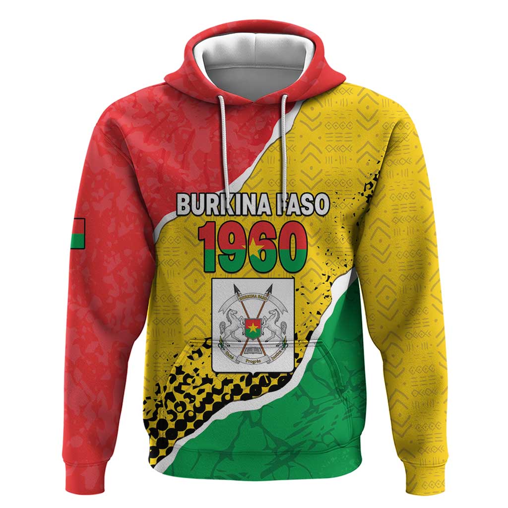 Personalized Burkina Faso Independence Day Hoodie Coat Of Arms - Grunge Style LT15
