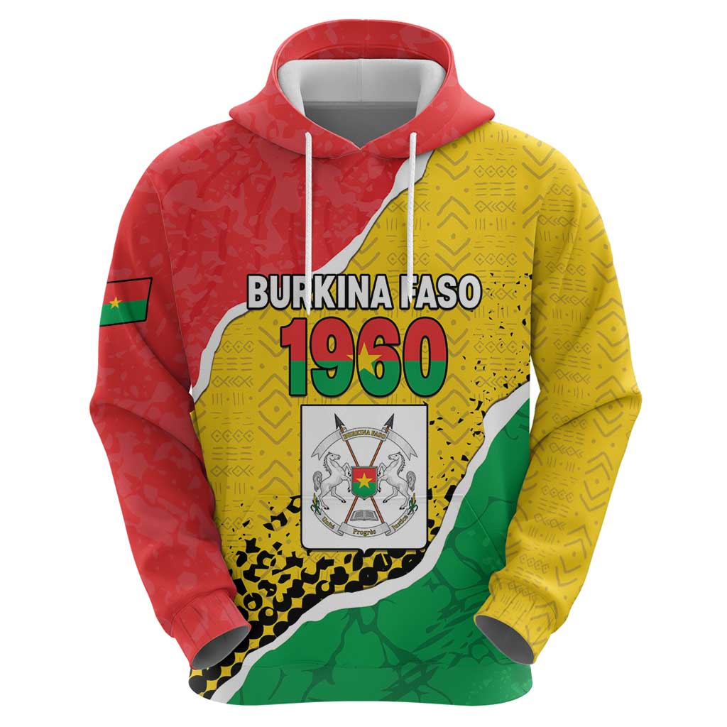 Personalized Burkina Faso Independence Day Hoodie Coat Of Arms - Grunge Style LT15