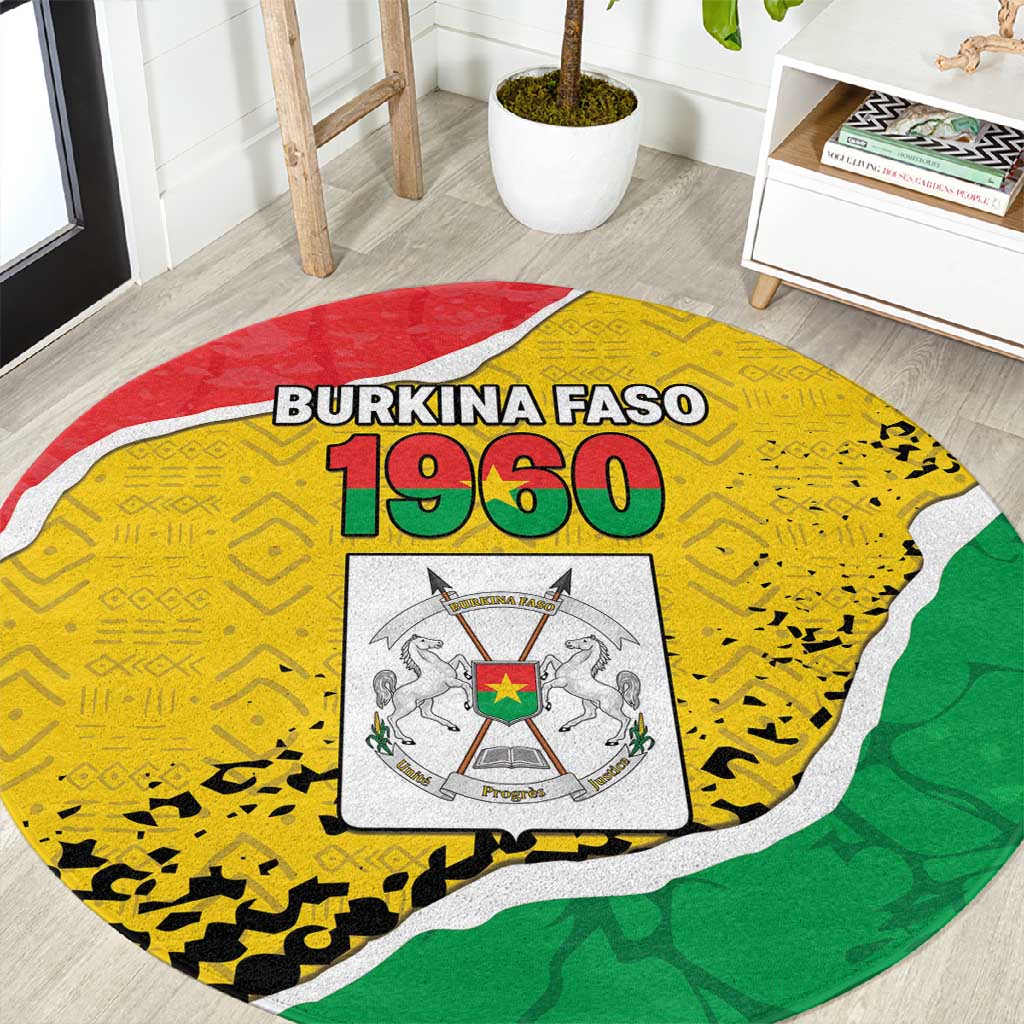 Happy Burkina Faso Round Carpet Independence Day - Bogolan Pattern LT15
