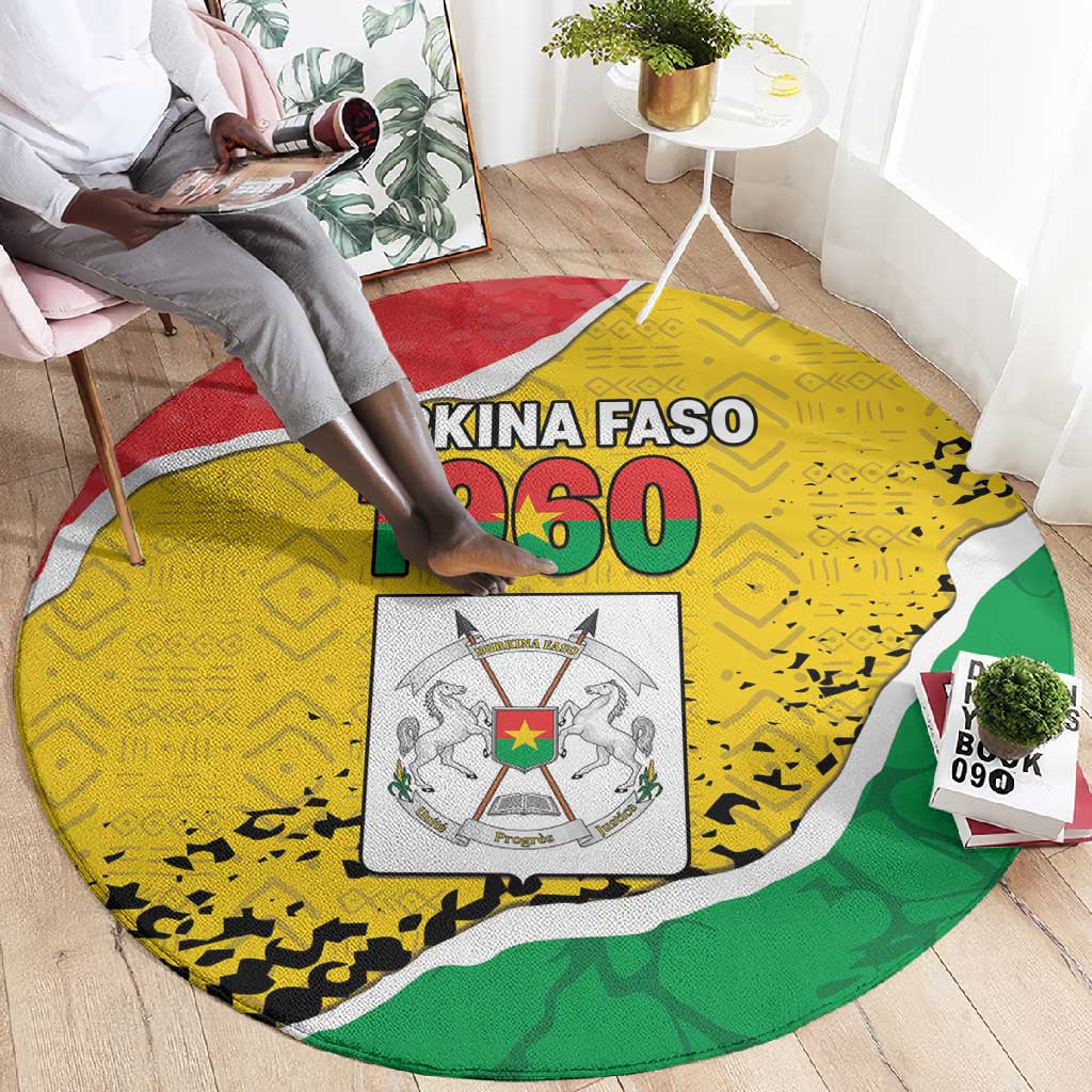 Happy Burkina Faso Round Carpet Independence Day - Bogolan Pattern LT15