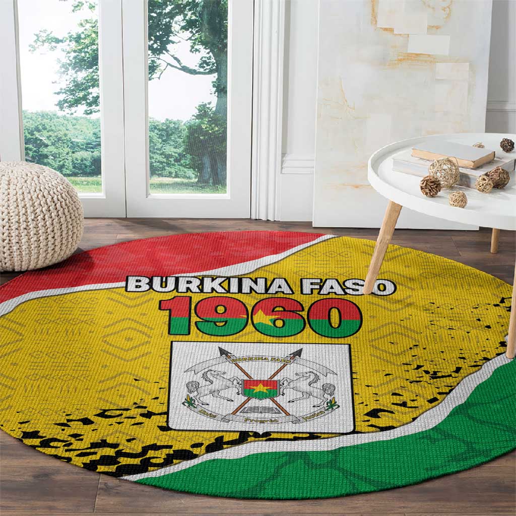 Happy Burkina Faso Round Carpet Independence Day - Bogolan Pattern LT15