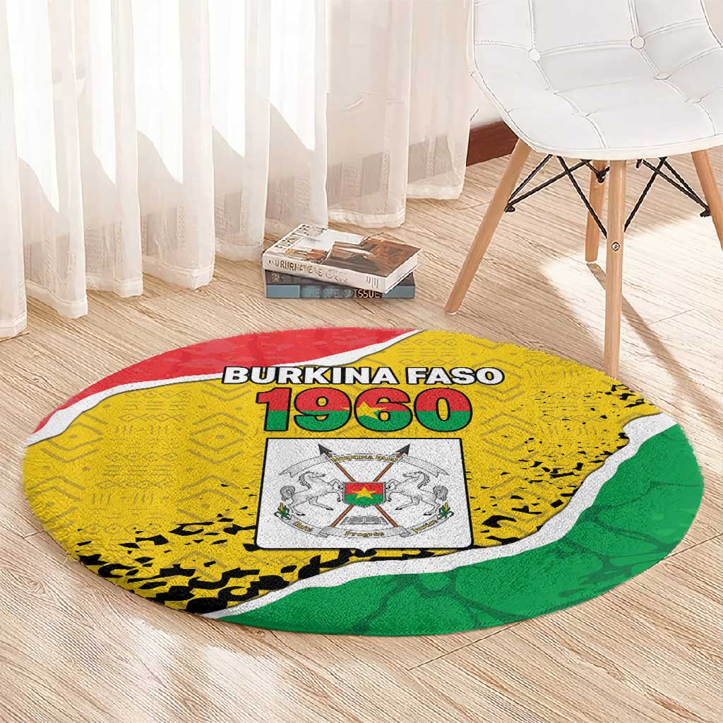 Happy Burkina Faso Round Carpet Independence Day - Bogolan Pattern LT15