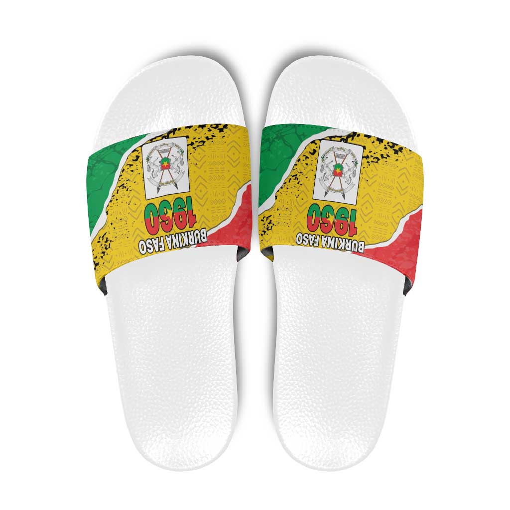 Burkina Faso Independence Day Slide Sandals Coat Of Arms - Grunge Style LT15