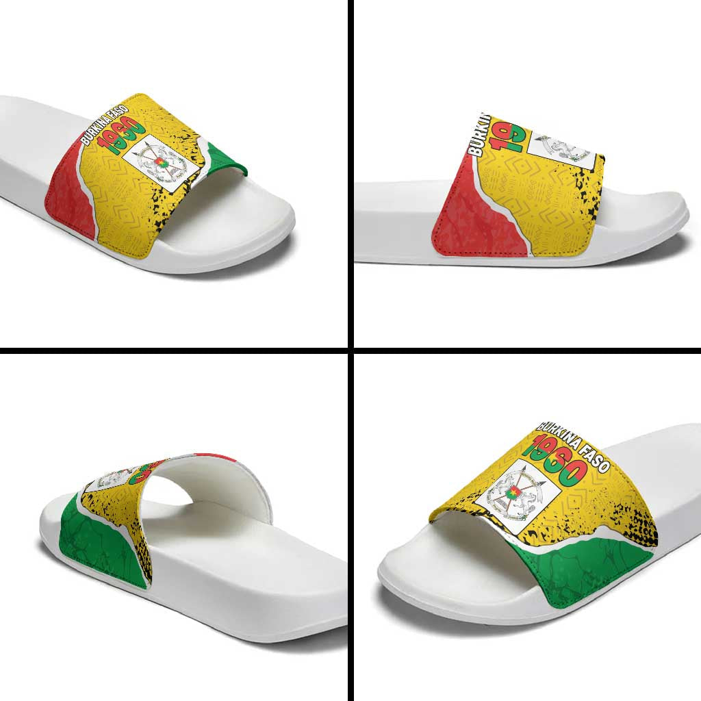Burkina Faso Independence Day Slide Sandals Coat Of Arms - Grunge Style LT15