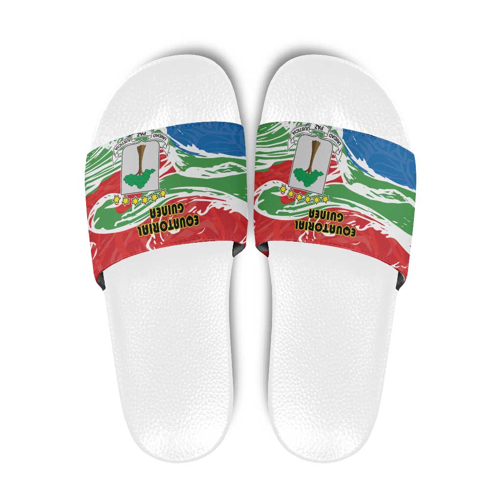 Equatorial Guinea Independence Day Slide Sandals Coat Of Arms With Map LT15