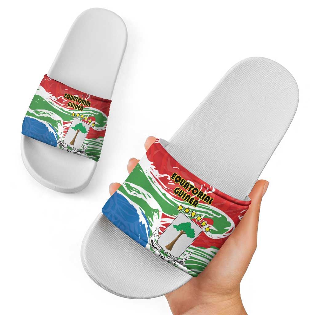 Equatorial Guinea Independence Day Slide Sandals Coat Of Arms With Map LT15