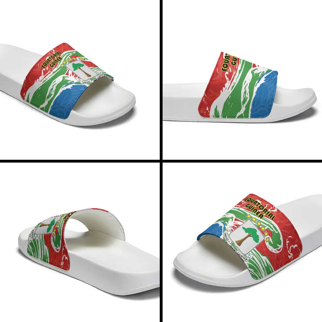 Equatorial Guinea Independence Day Slide Sandals Coat Of Arms With Map LT15