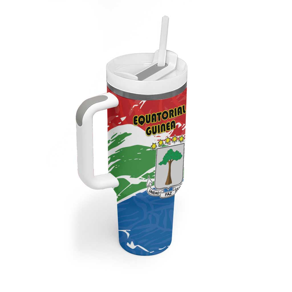 Equatorial Guinea Personalized Tumbler With Handle Happy Independence Day LT15