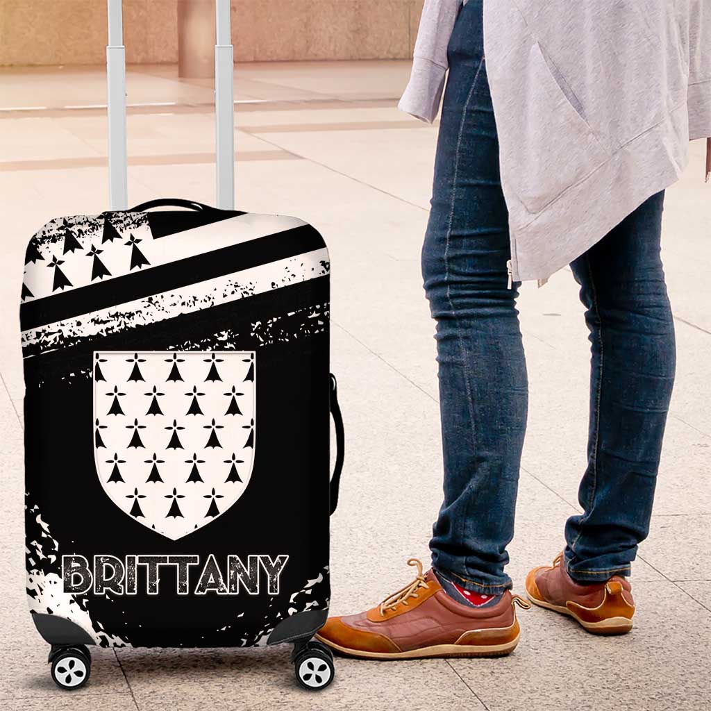 Brittany Luggage Cover Coat Of Arms With Triskelion - Grunge Style LT15